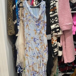White House Black Market Light Blue Floral Maxi Dress